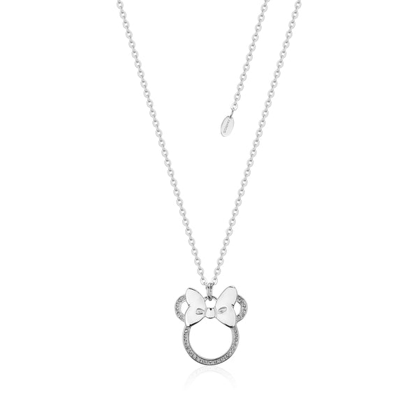 Disney Precious Metal Crystal Minnie Mouse Bow Necklace