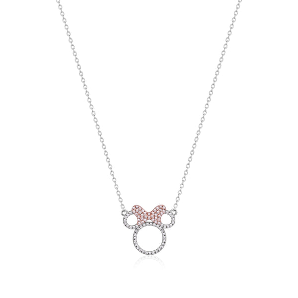 Disney Precious Metal Minnie Mouse Crystal Outline Necklace