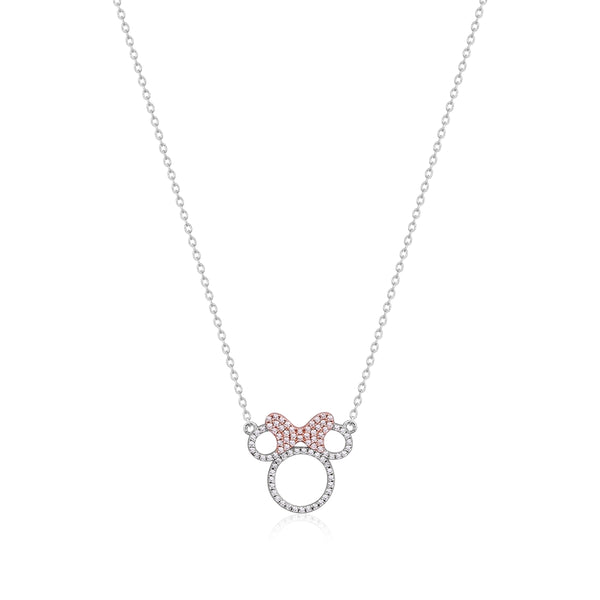 Precious Metal Minnie Mouse Crystal Outline Necklace