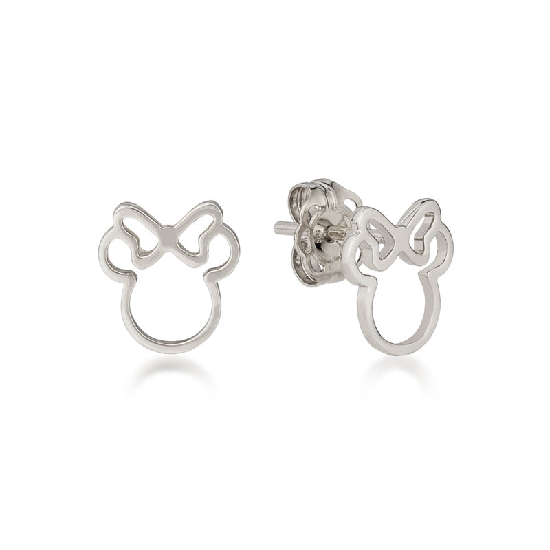 Precious Metal Minnie Mouse Outline Stud Earrings