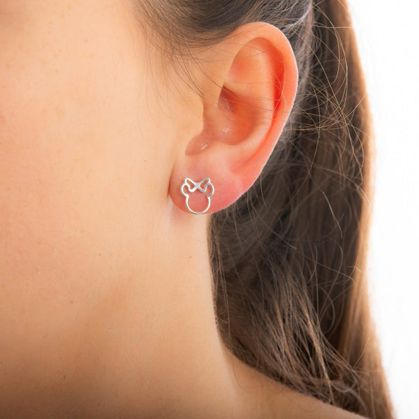 Precious Metal Mickey and Minnie Outline Mix-Match Stud Earrings
