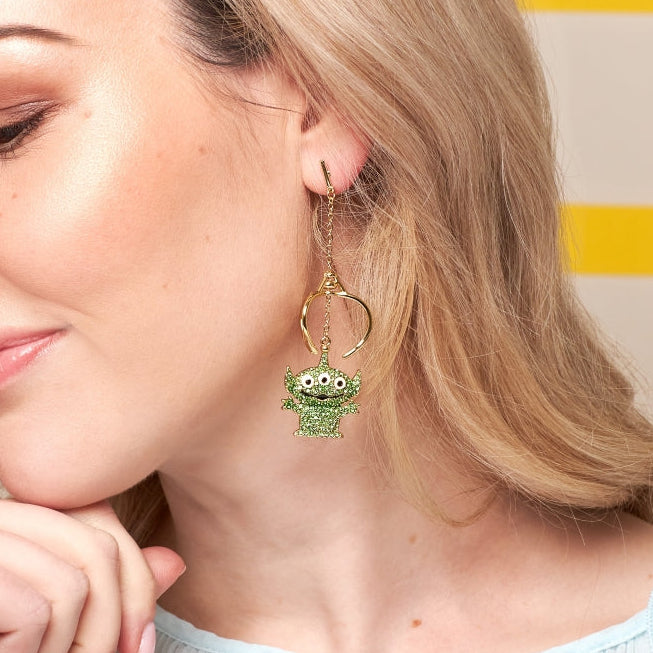 Disney_Pixar_Toy_Story_Yellow_Gold_Alien_Crystal_Drop_Earrings_Couture_Kingdom_DYE1004_on_model
