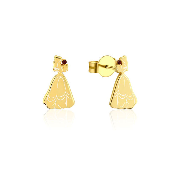 Disney_Princess_Belle_Beauty_Beast_Crystal_Sterling_Silver_Yellow_Gold_Stud_Earrings_Couture_Kingdom_SSDE044