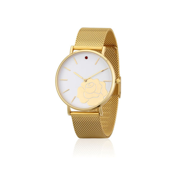 Disney_Princess_Belle_Beauty_Beast_Enchanted_Rose_Yellow_Gold_Watch_Front_View_DW001