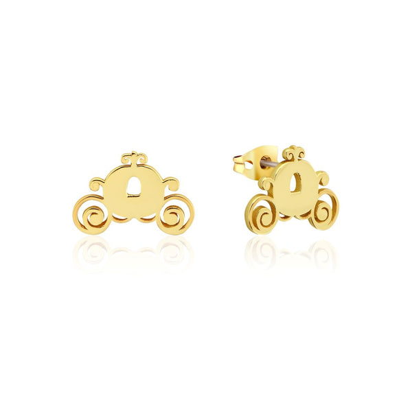 Disney_Princess_Cinderella_Pumpkin_Carriage_Sterling_Silver_Stud_Yellow_Gold_Earrings_Couture_Kingdom_SSDE068