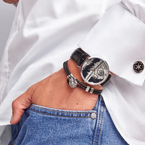 Disney_Star_Wars_Death_Star_Leather_Strap_Watch_Millennium_Falcon_Bracelet_Galactic_Empire_Rebels_Cufflinks_Couture_Kingdom_on_Model